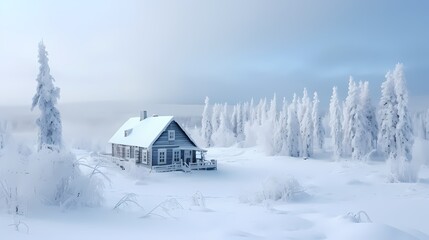 Obraz premium winter landscape, Mountains in the background. Clear blue sky, snowfall.