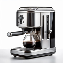 This espresso coffee machine seems equipped to brew multiple cups simultaneously, a great feature for entertaining guests.