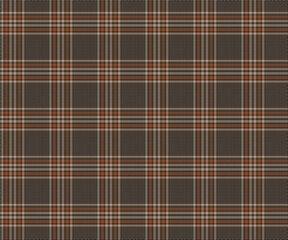 Plaid fabric pattern, brown, black, orange, modern seamless elegant for textile, and for designing clothes, skirts or decorative fabric. Vector illustration.