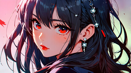 Naklejka premium women smilling, smiling women , anime smiling illustrations, smiling anime girls, cute anime girls, Anime girl smilling, AI generative, Ai anime Wallpaper, ai generative anime