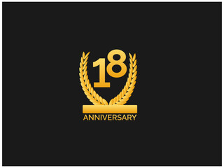 Years anniversary gold logo template for celebration event, company, greeting, invitation, business.