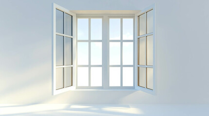 A bright window frame in light colors