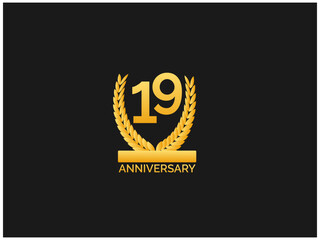 Years anniversary gold logo template for celebration event, company, greeting, invitation, business.