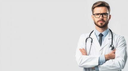 Fototapeta premium Doctor with ear examination tool, checking patient s ear, clinic, ear pain diagnosis