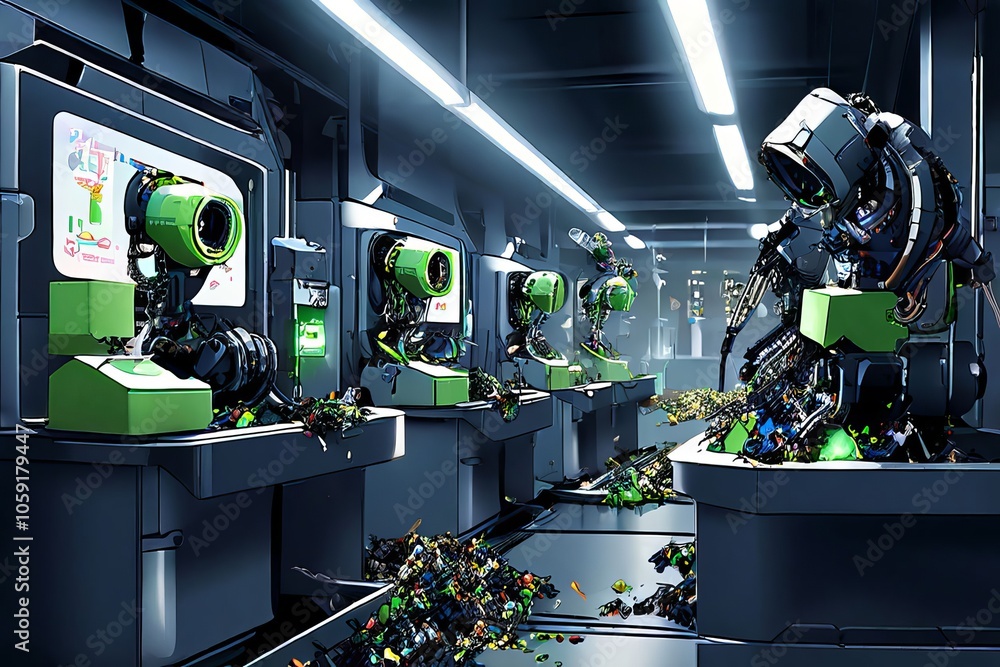 Poster robotic waste collection system with ai sorting and recycling ca