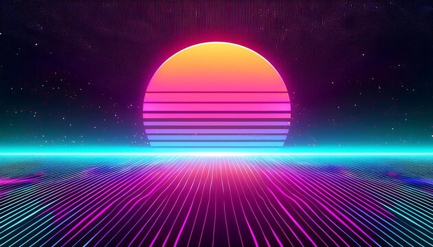 Retro 80s style background with flashy colors and blank middle section - graphic design, advertising, nostalgia
