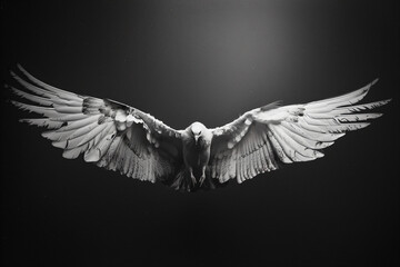 Obraz premium a bird with wings spread out in the dark