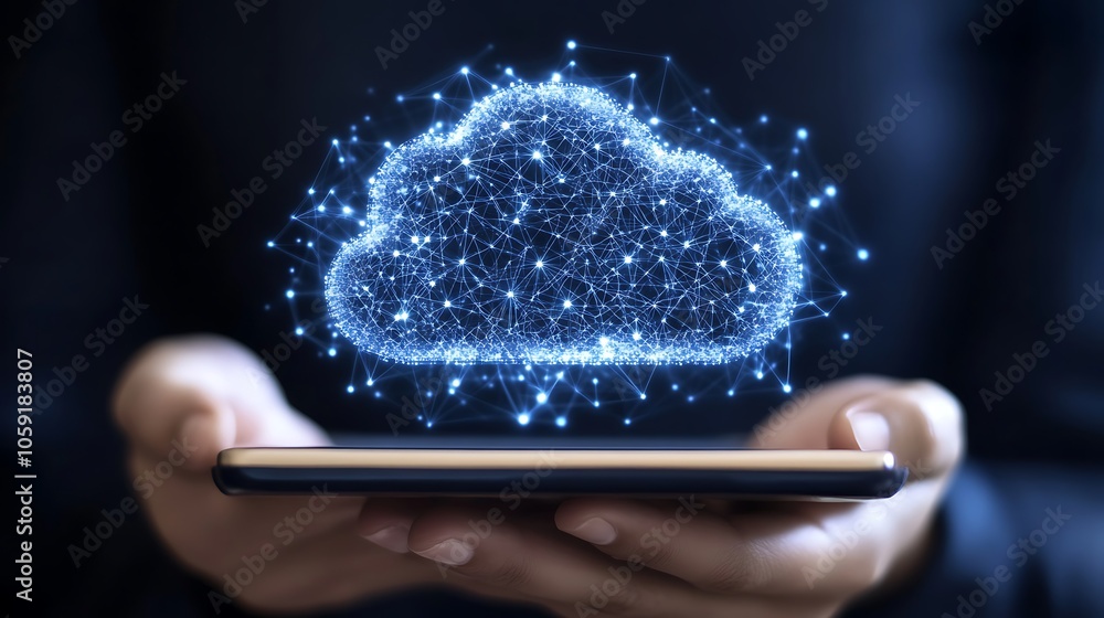 Poster cloud computing concept light gradient background with room for typography