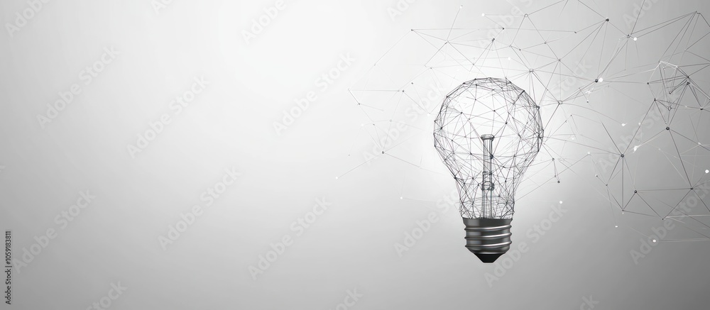 Poster lamp bulb polygonal, geometry triangle. light connection structure of coin.
