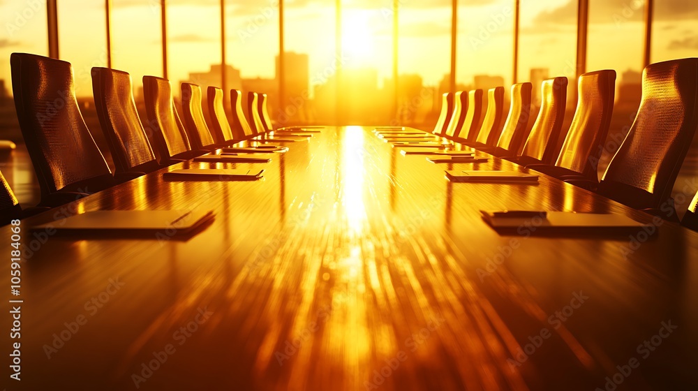 Aufkleber empty boardroom ready for a meeting abstract gradient background with copy space