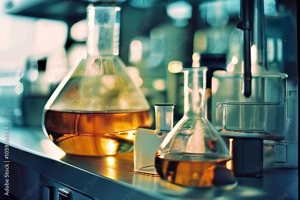 Poster soft focus a close up shot of laboratory objects with lomograph