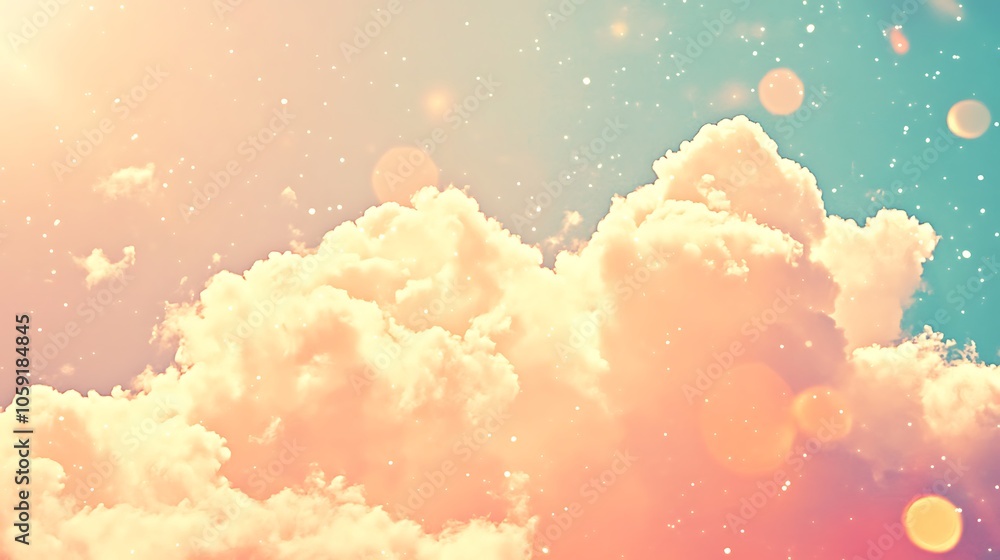Aufkleber dreamy sky with clouds plain textured background for web design and copy