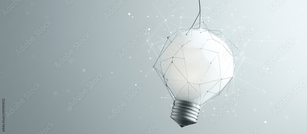 Poster lamp bulb polygonal, geometry triangle. light connection structure of coin.