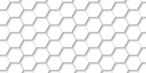 	
Hexagon background technology texture. Abstract hexagonal mesh cell Surface polygon pattern with glowing hexagon paper texture and futuristic business. Abstract honeycomb mosaic white background.
