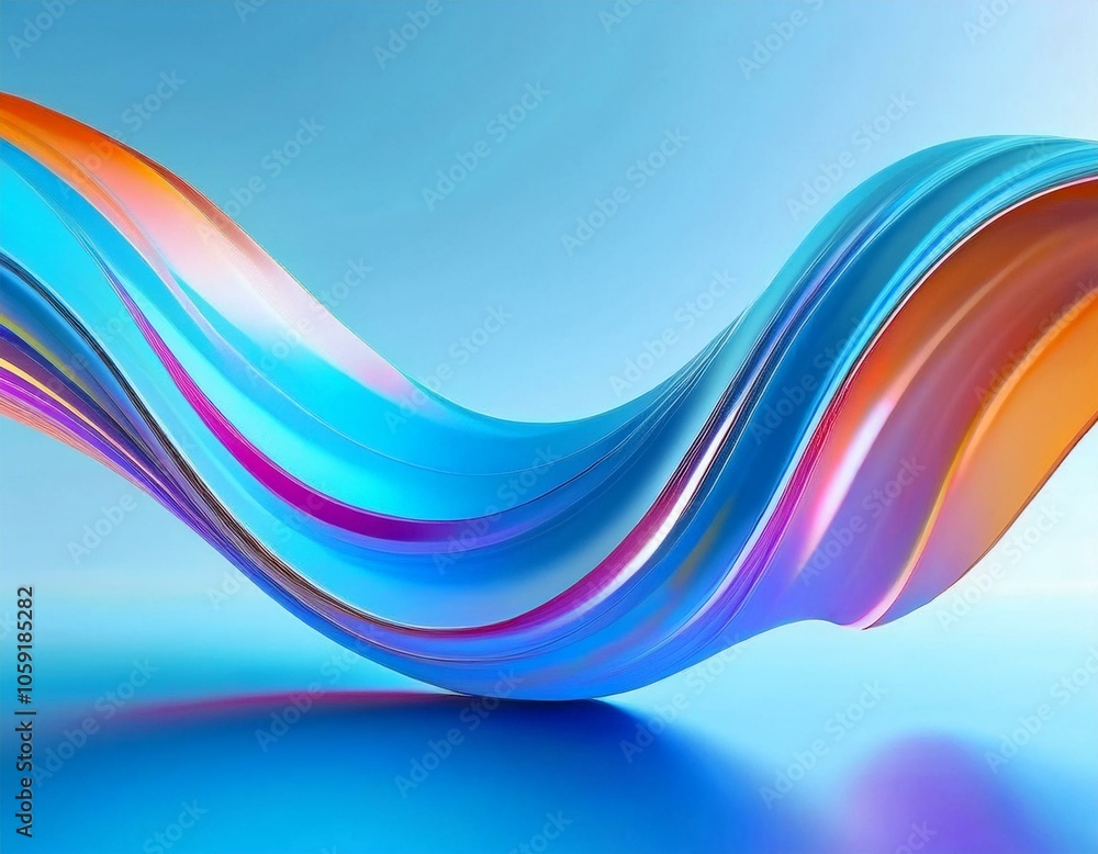 Poster flowing curve lines background, 3d rendering.