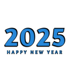 2025 HAPPY NEW YEAR text simple banner in blue colour png