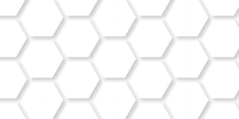 	
Hexagon background technology texture. Abstract hexagonal mesh cell Surface polygon pattern with glowing hexagon paper texture and futuristic business. Abstract honeycomb mosaic white background.