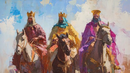 Fototapeta premium acrylic painting of the 3 wise men. religion concept