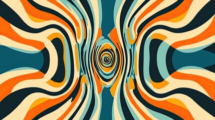 Fototapeta premium Abstract Swirling Pattern with Orange, Blue, Black and Beige Colors