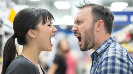 Naklejka premium Heated Argument Between Two People in Store