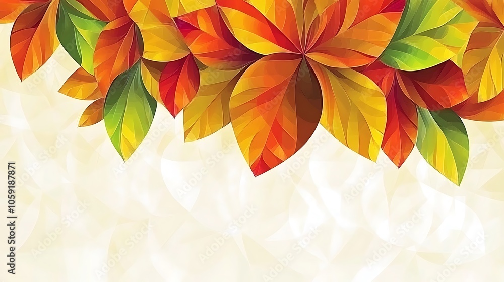 Poster autumn leaves border abstract gradient background with copy space