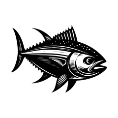 Tuna fish silhouette vector, Fish silhouette vector, Black fish icon silhouette illustration