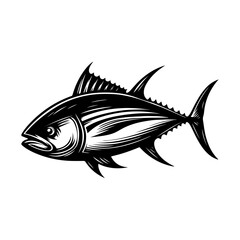 Tuna fish silhouette vector, Fish silhouette vector, Black fish icon silhouette illustration