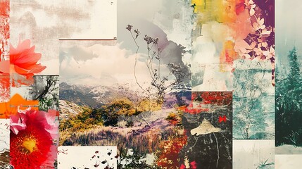 Vibrant Nature Collage with Artistic Elements