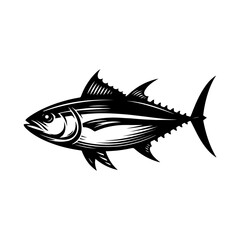 Tuna fish silhouette vector, Fish silhouette vector, Black fish icon silhouette illustration