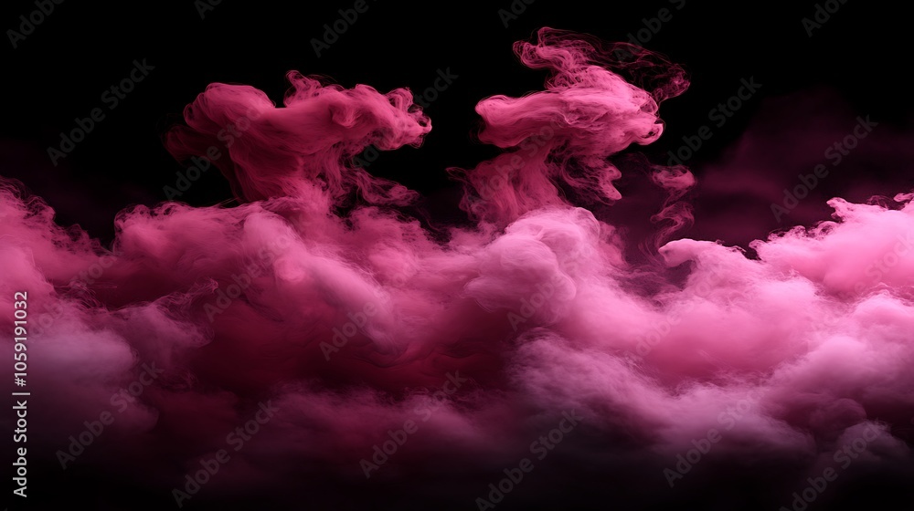 Poster pink smoke clouds on black background plain textured background for web design and copy