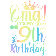 Omg it s my 9th birthday rainbow crown and hearts design