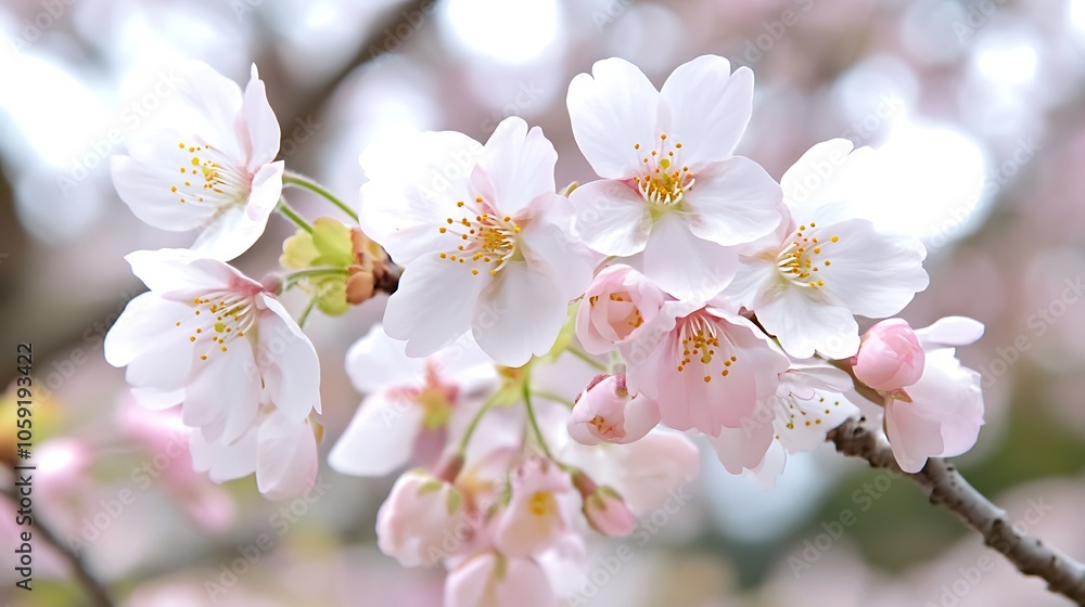Poster spring cherry blossom flowers abstract gradient background with copy space