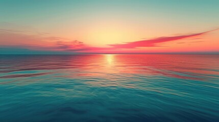 Obraz premium A beautiful image of the ocean during a vibrant orange and pink sunset,
