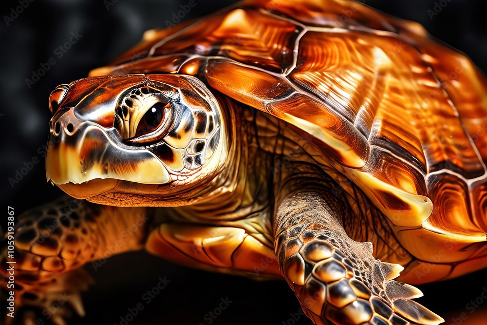Poster turtle trot close up of a turtles shell photogram effect