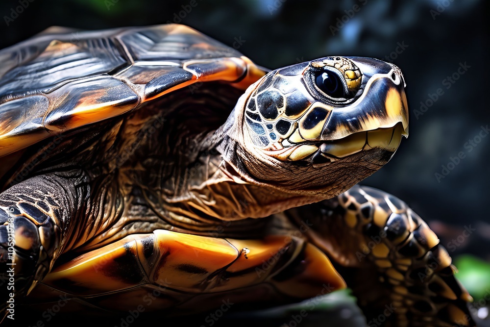 Poster turtle trot close up of a turtles shell edge lighting effect