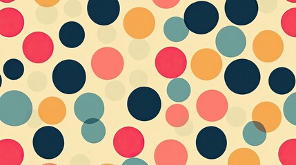 Abstract Pattern of Overlapping Colorful Circles on a Cream Background