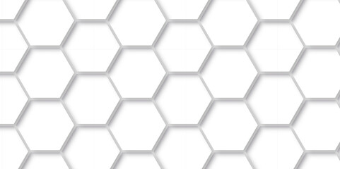 	
Hexagon background technology texture. Abstract hexagonal mesh cell Surface polygon pattern with glowing hexagon paper texture and futuristic business. Abstract honeycomb mosaic white background.