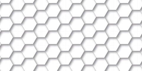 Fototapeta premium Hexagon background technology texture. Abstract hexagonal mesh cell Surface polygon pattern with glowing hexagon paper texture and futuristic business. Abstract honeycomb mosaic white background.