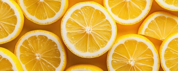 Lemon pattern with bold yellow slices, seamless background, fresh and fun design