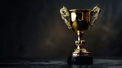 A shiny gold trophy with ornate handles, symbolizing achievement and success.