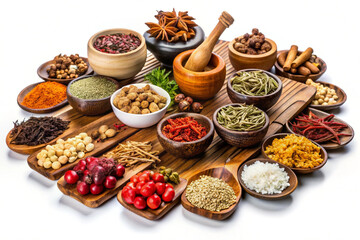 Chinese medicine and herbs , isolated on white background