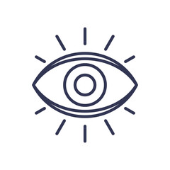 Minimalist eye symbol with radiating lines, representing vision and insight.