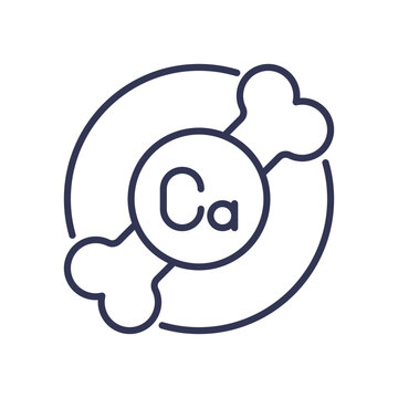 Calcium symbol with bone, representing bone health and calcium source.