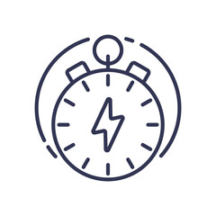 Stopwatch with lightning bolt symbolizes rapid energy absorption.