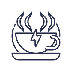 A steaming cup with a lightning bolt symbolizes energy and revitalization.