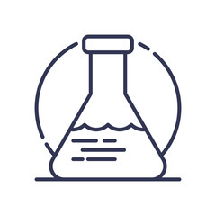 Line art of a laboratory flask symbolizing chemistry and experimentation.