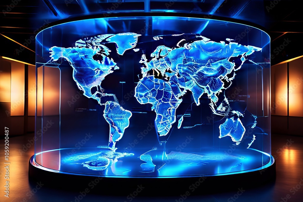 Poster world map holograminteractive world map with highlighted countri