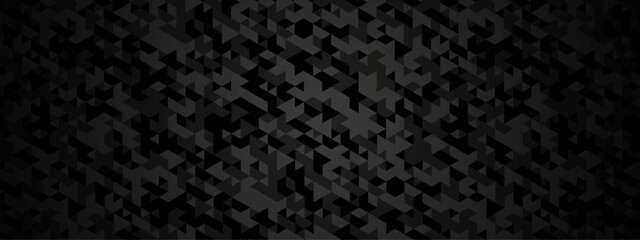 Fototapeta premium Seamless geometric pattern square shapes low polygon backdrop background. Abstract geometric wall tile and metal cube background triangle wallpaper. Black polygonal background.