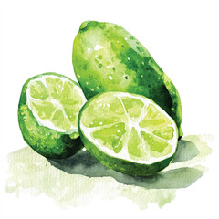 Finger lime fruit watercolor clipart illustratration