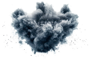 Dark gray smoke cloud with explosion effect  isolate on transparent background, cutout, png